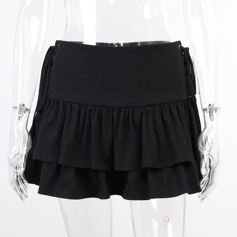 Dark Style Side-waist Strappy Skirt